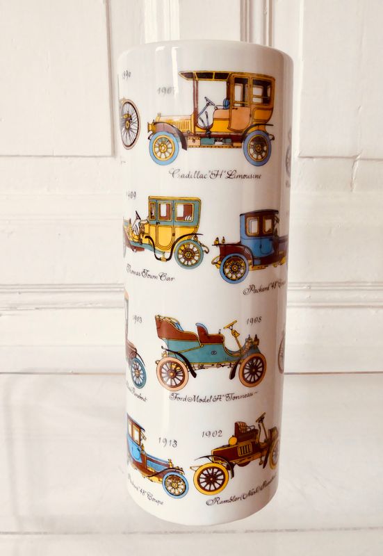 Gerold Porzellan Vase Autos Oldtimer