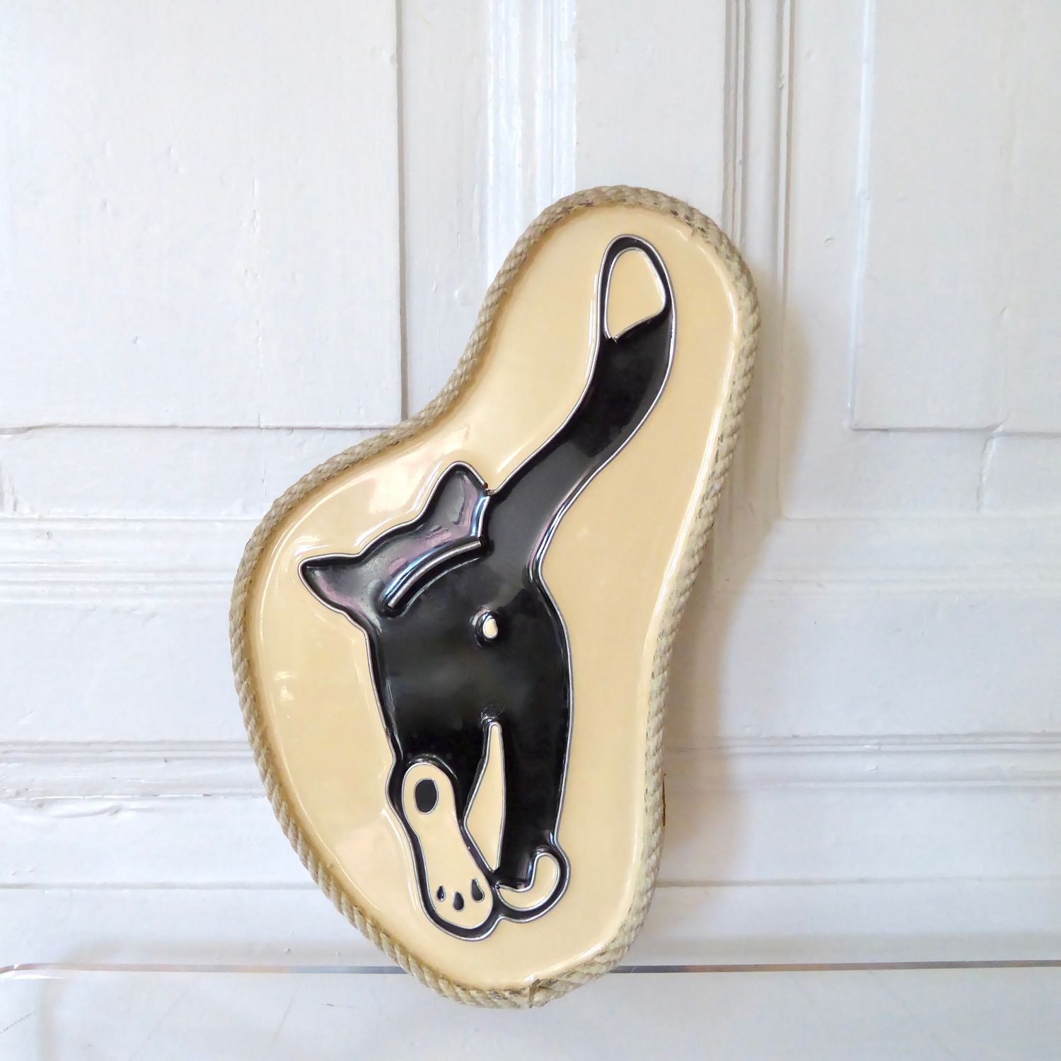 Wandschmuck Bild Katze Emaille