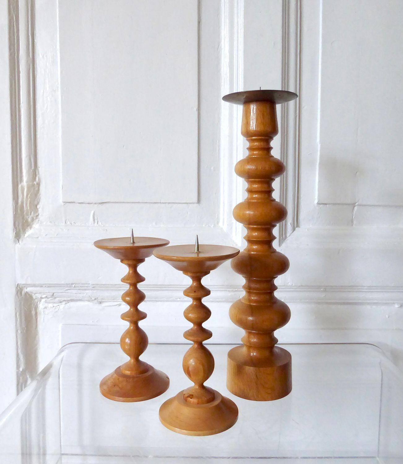 3 Holz Leuchter gedrechselt 3 Holz Leuchter gedrechselt