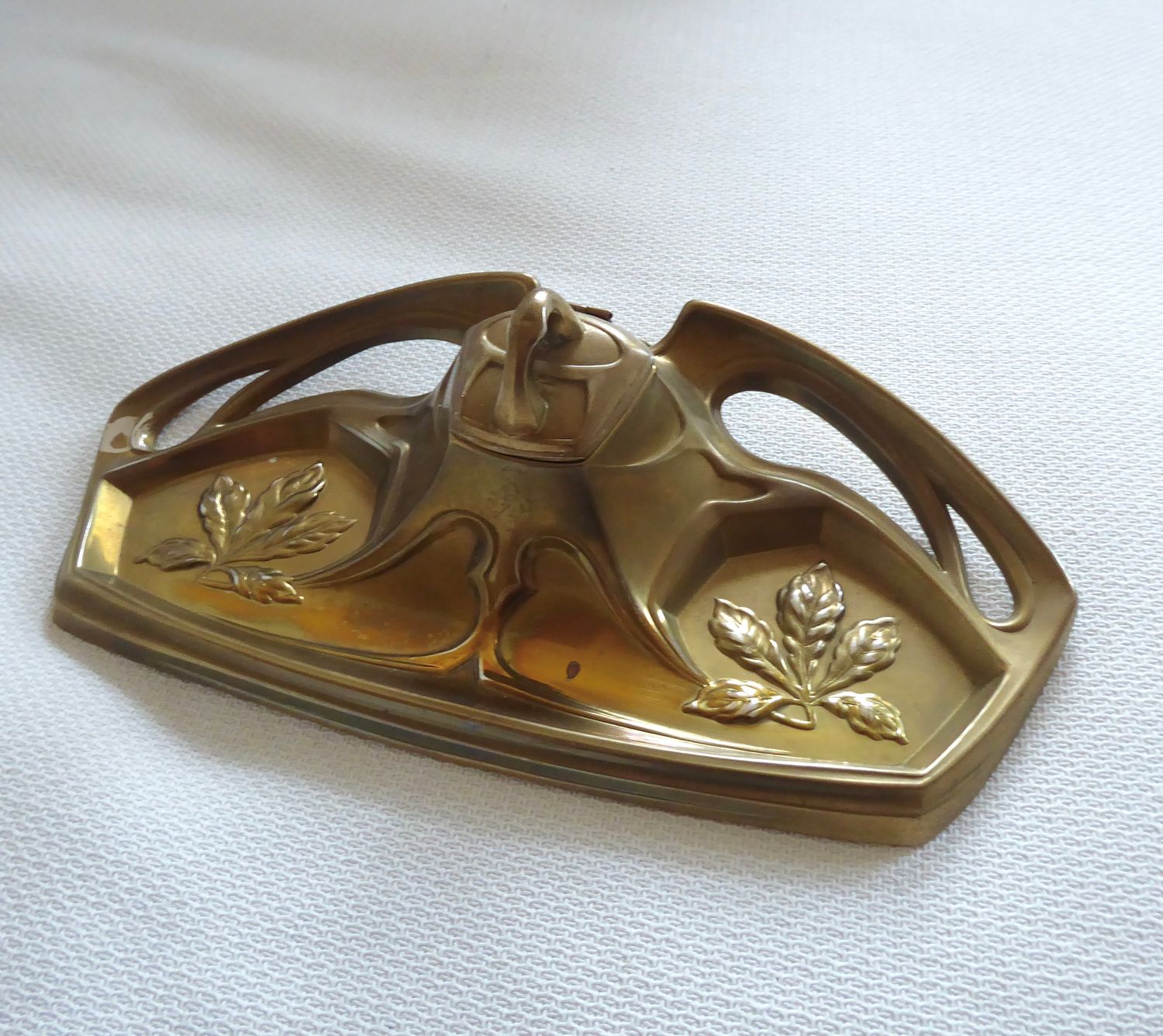 Jugendstil Schreibtisch Ablage Messing