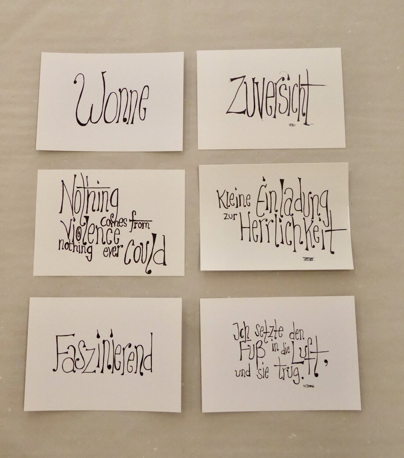 Postkarten handmade Joy Trallalalala Faszinierend Zuversicht Glückwunsch Wonne Einladung  Stern uvm