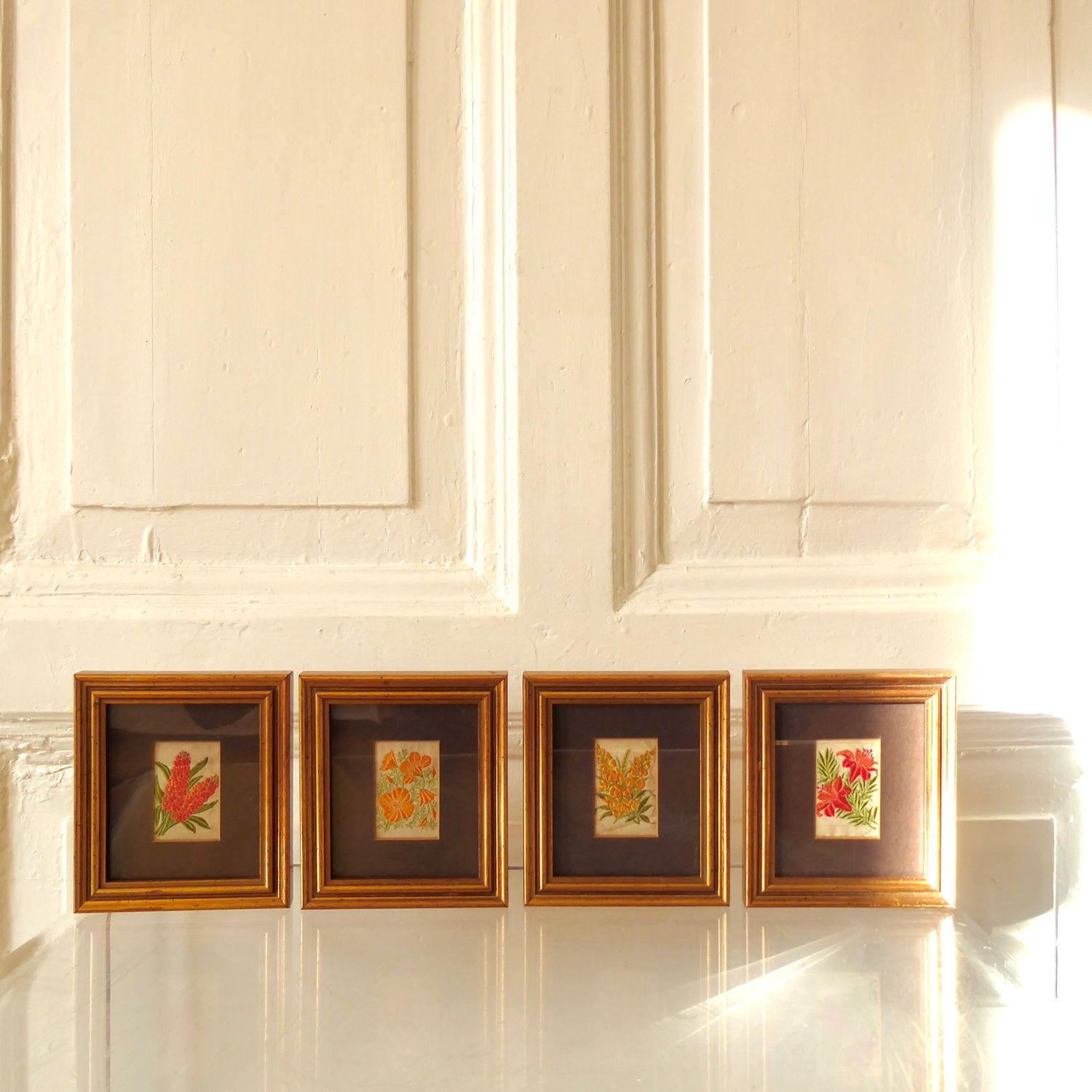 4 Stick Bilder Blüten gerahmt 4 Stick Bilder Blüten gerahmt