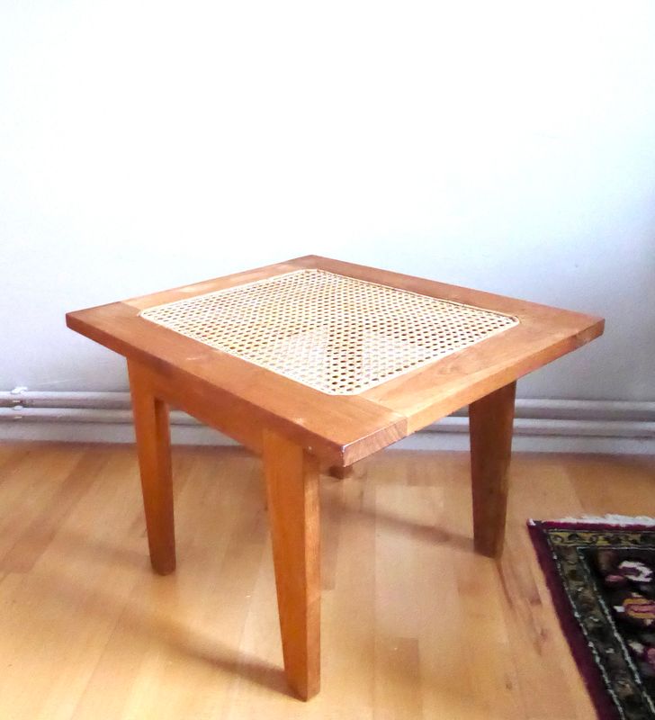 Beistell Tisch Holz Wiener Geflecht