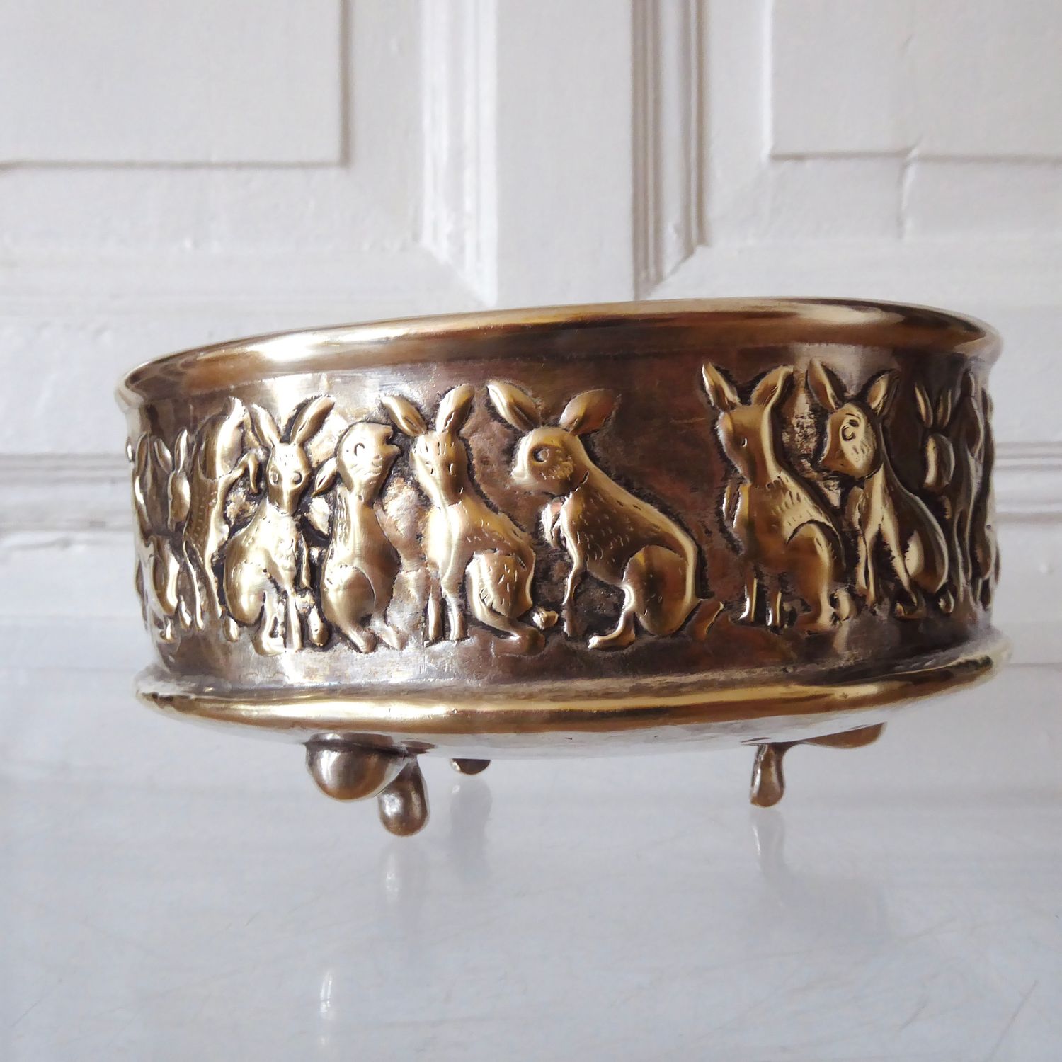 Antike Hasen Zier Schale versilbert