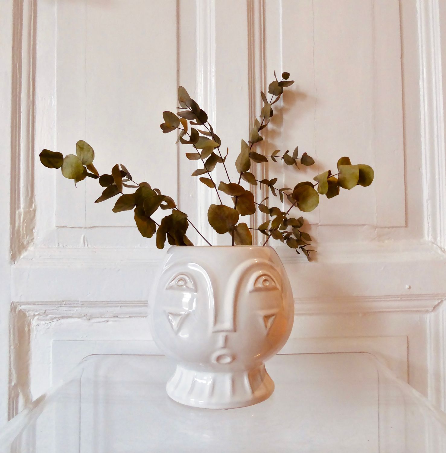 Vase Pflanz Gefäß Kopf Keramik