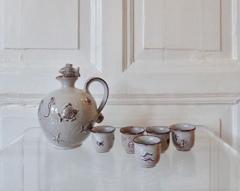 Studio Keramik Karaffe Becher Maritim