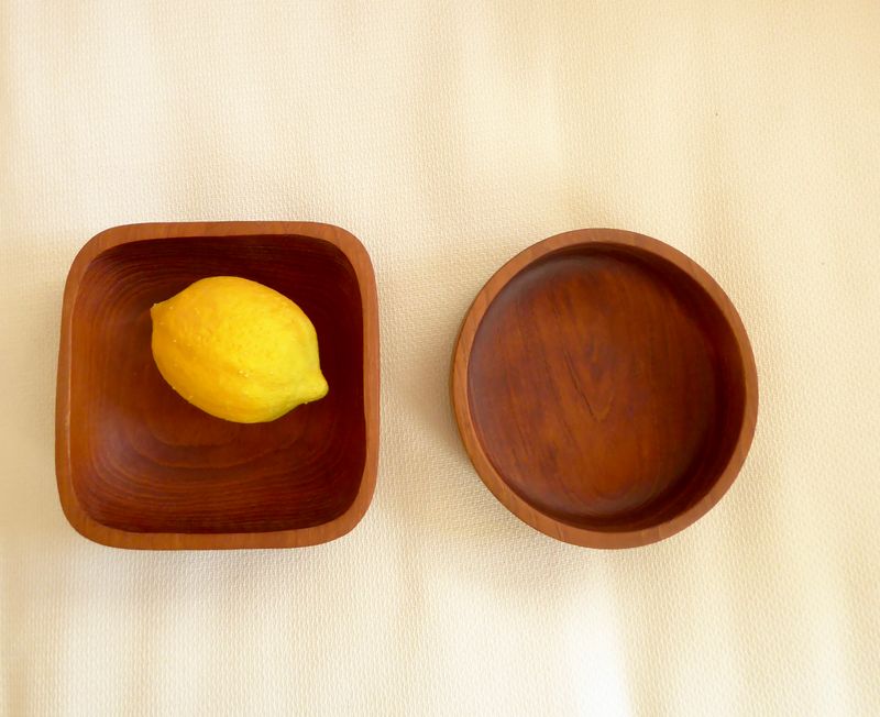 2 Teak Holz Schalen