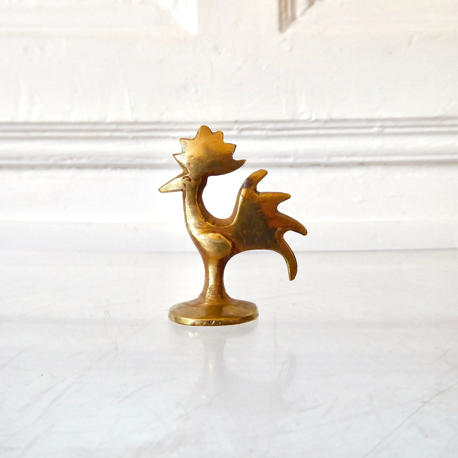 Kleine Hahn Figur Messing Bronze