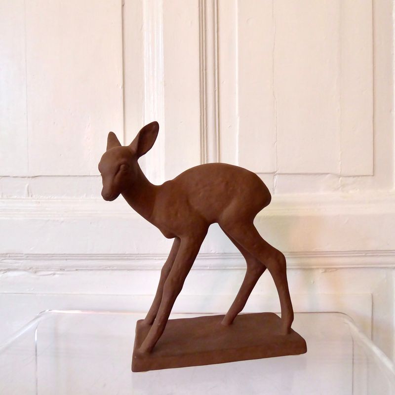 Reh Skulptur Karlsruher Majolika Else Bach
