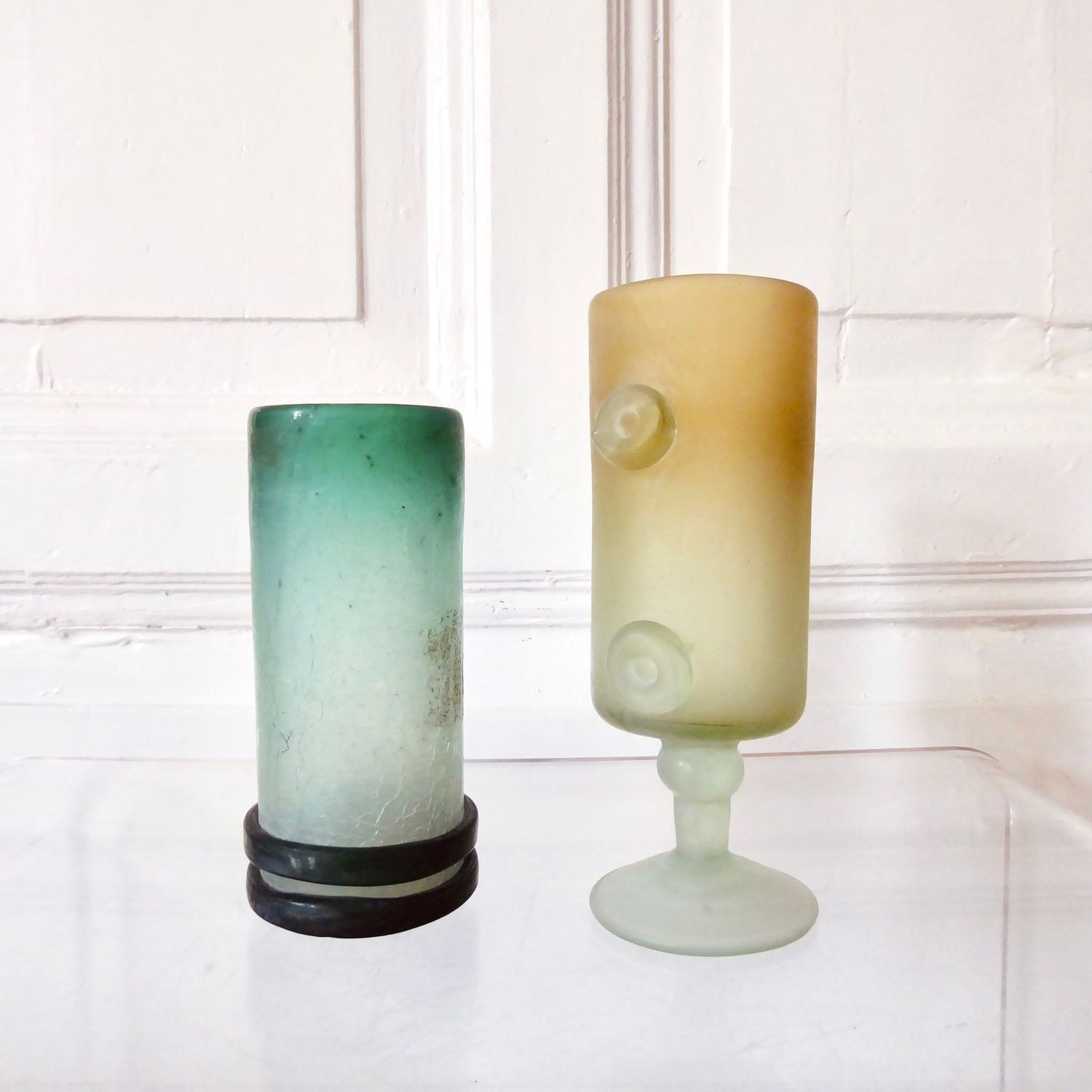 Cenedese Murano Scavo Art Glass Paar