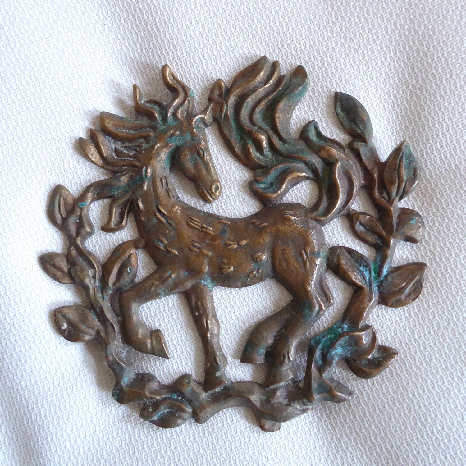 Messing Bronze Untersetzer Pferd