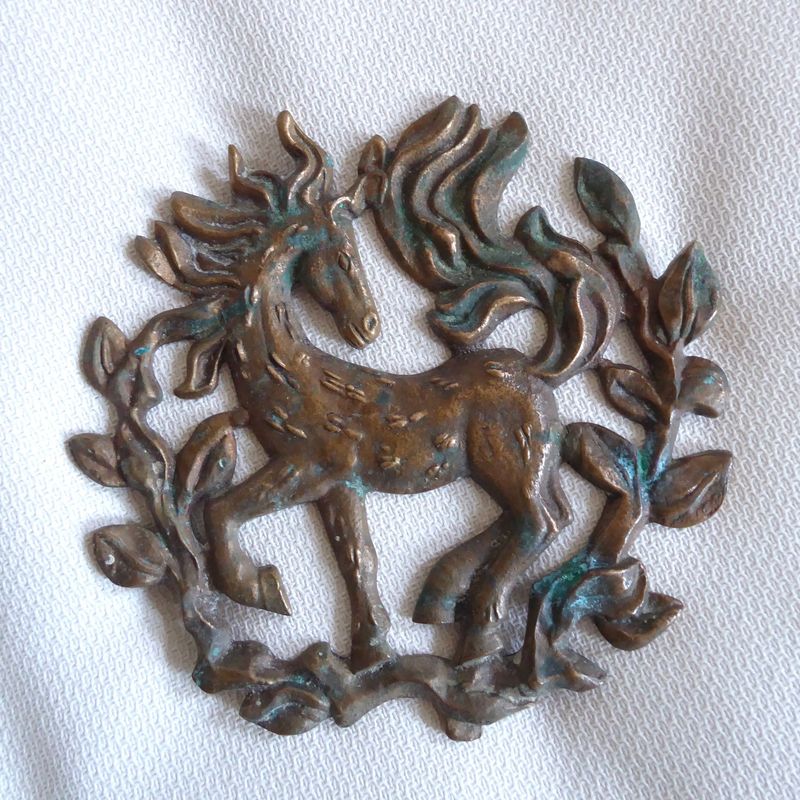 Messing Bronze Untersetzer Pferd