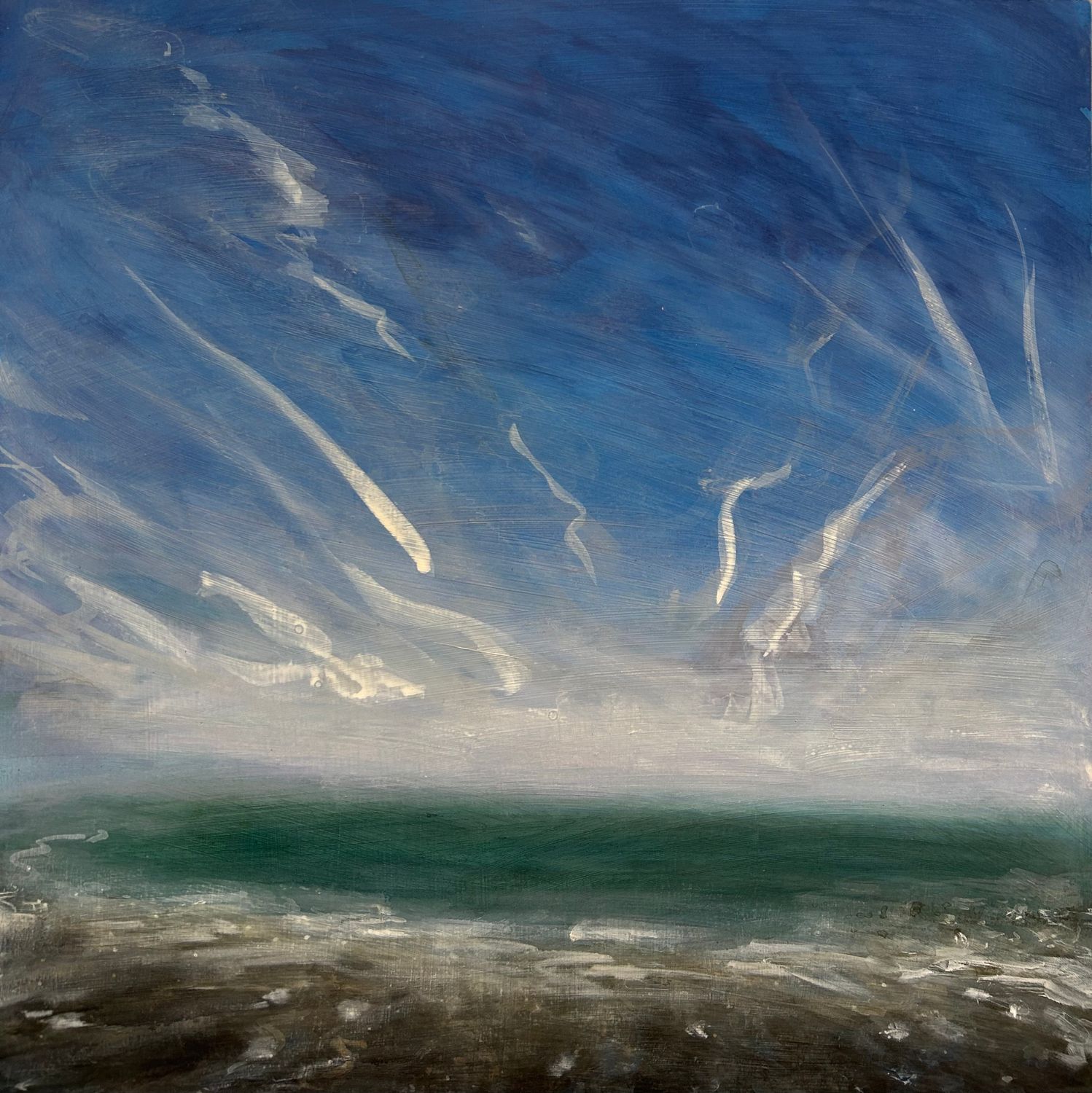 Summer beach, mares-tails and rock pools