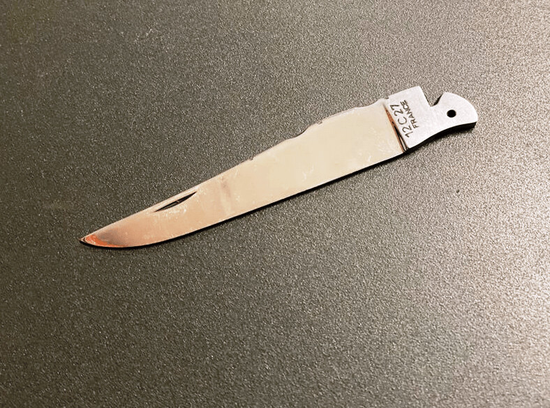 Klinge Sandvik Glanz für Laguiole Taschenmesser, Klingenrücken verziert Klinge Sandvik Glanz für Laguiole Taschenmesser, Klingenrücken verziert