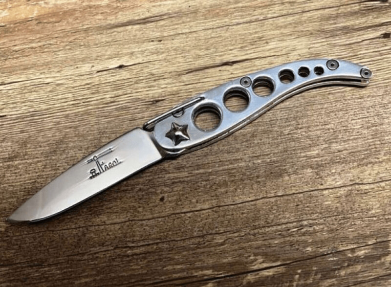 Maritimes Designermesser Profil Star in spiegelglänzendem Aluminium Maritimes Designermesser Profil Star in spiegelglänzendem Aluminium