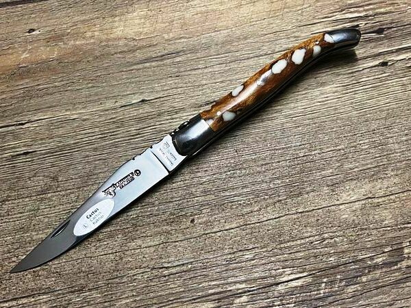 Laguiole en Aubrac 12 cm, geschmiedete Biene, Griff Kaktus bernsteinfarben/weiß Laguiole en Aubrac 12 cm, geschmiedete Biene, Griff Kaktus bernsteinfarben/weiß