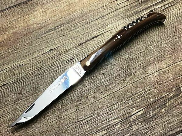 Laguiole Voller Griff mit Korkenzieher, Serie Luxe, 12 cm, geflammte Hornspitze hochglanzpoliert, Schmiede ARTO