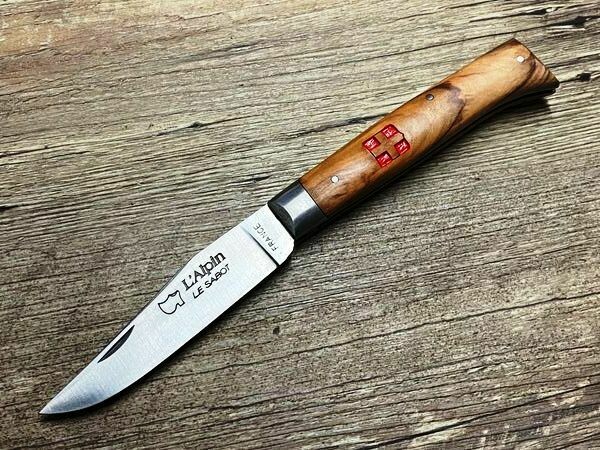 Das Alpin, französisches Taschenmesser, Griff Olivenholz Schmiede Au Sabot Das Alpin, französisches Taschenmesser, Griff Olivenholz Schmiede Au Sabot