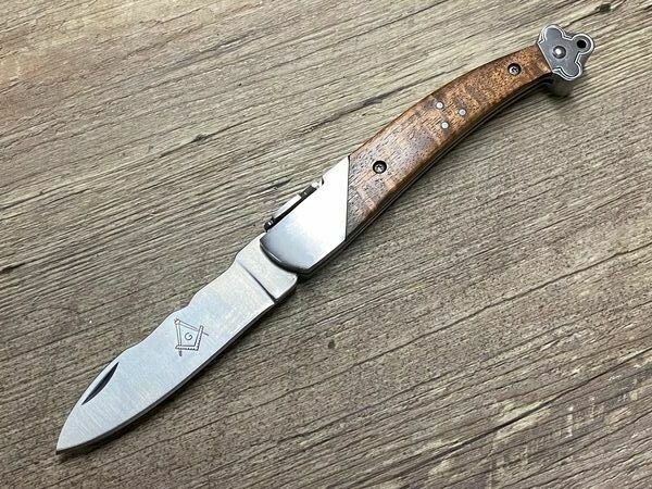 Das Franc Macon, das Messer der Freimaurer  , französisches Taschenmesser, Griff Akazie, Schmiede Affut Pro
