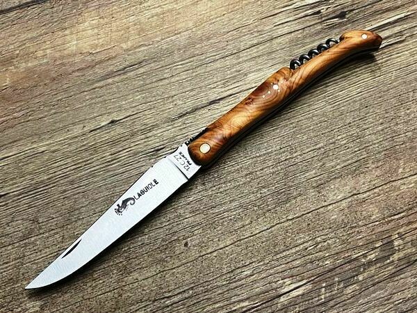 Laguiole Voller Griff mit Korkenzieher, Serie Luxe, 12 cm, Wacholder, Schmiede ARTO