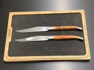 2 Stück Steakmesser Tafelmesser Laguiole en Aubrac, Griff Wacholder