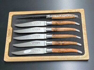 6 Stück Steakmesser Tafelmesser Laguiole en Aubrac, Griff Wacholder