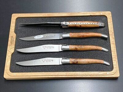 4 Stück Steakmesser Tafelmesser Laguiole en Aubrac, Griff Wacholder