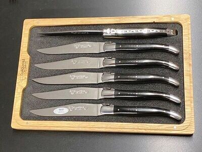 6 Stück Steakmesser Tafelmesser Laguiole en Aubrac, Griff Ebenholz