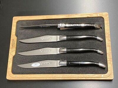 4 Stück Steakmesser Tafelmesser Laguiole en Aubrac, Griff Ebenholz