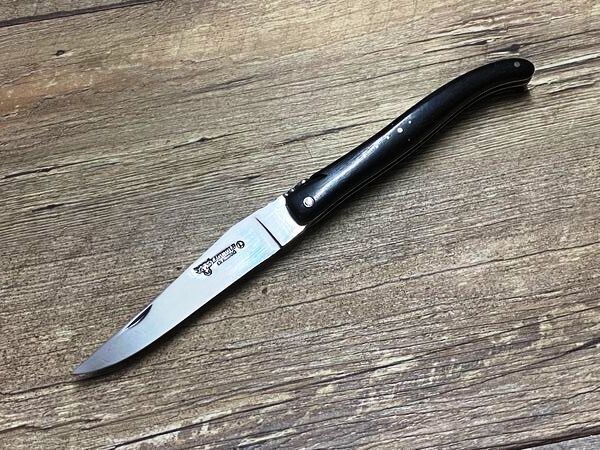 Laguiole en Aubrac 12 cm, Voller Griff, geschmiedete Biene, Ebenholz poliert, Klinge Karbonstahl poliert