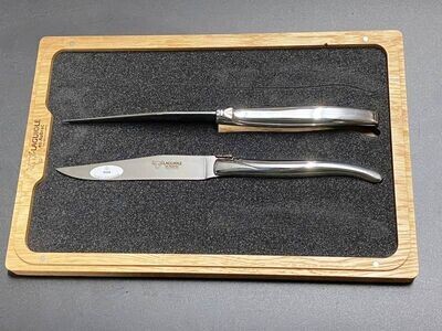 2 Stück Steakmesser Tafelmesser Laguiole en Aubrac, Edelstahl hochglänzend
