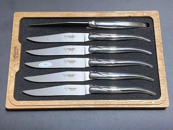 6 Stück Steakmesser Tafelmesser Laguiole en Aubrac, Edelstahl hochglänzend 6 Stück Steakmesser Tafelmesser Laguiole en Aubrac, Edelstahl hochglänzend