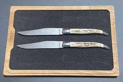2 Stück Steakmesser Tafelmesser Laguiole en Aubrac, Griff Mammutelfenbein