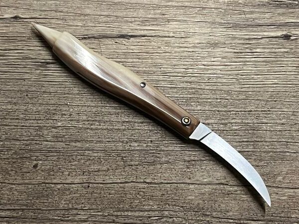 Das Champignon oder Truffier, Griff geflammte Hornspitze, Pilzmesser, Manufaktur Coutellerie Cognet