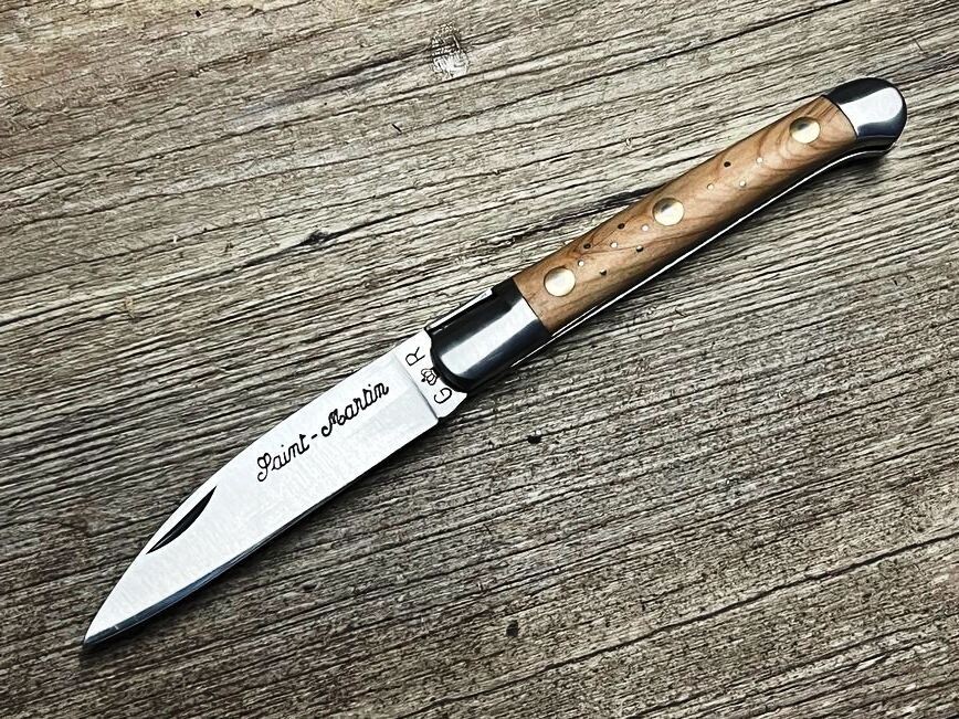 Das Saint Martin Petit, reich verziert, französisches Taschenmesser, Griff  Wacholder, Schmiede Thiers Issard