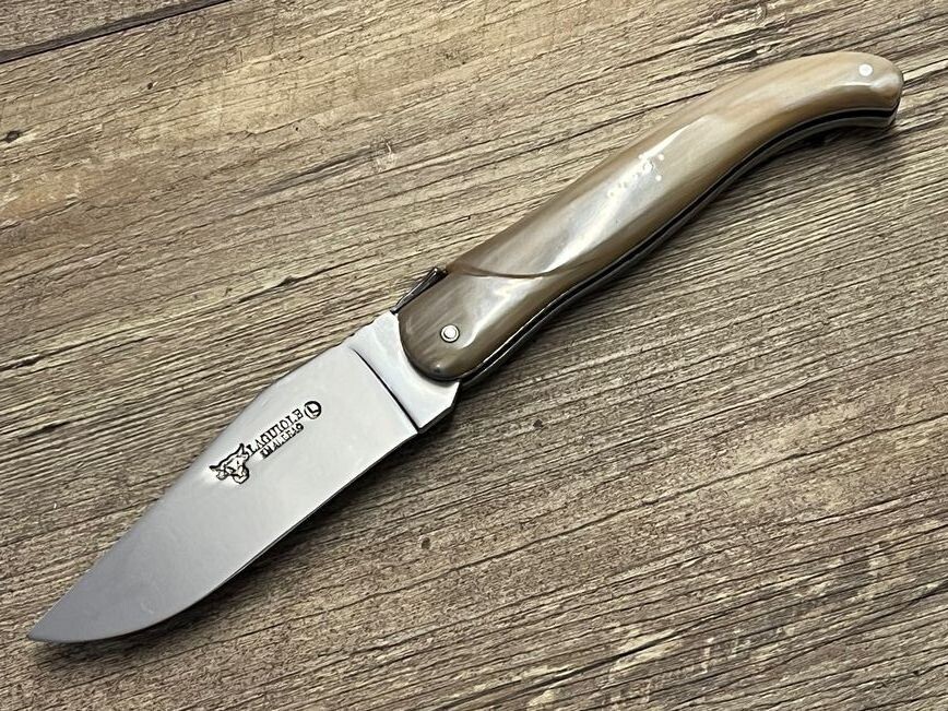 Schweres Jagdmesser von Laguiole en Aubrac,  Griff  aus regionaler  Hornspitze