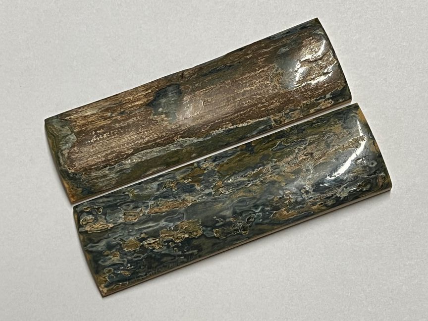 Große Griffbeschalung  blaues Mammutelfenbein, Top Qualität,  nicht stabilisiert, für alle hier angebotenen Messerbausätze (Nr. 3)
