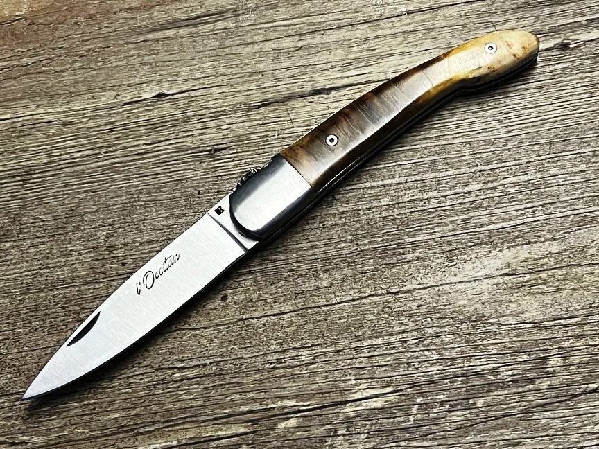 Das Occitan, (Okzitianisches Kreuz)  französisches Taschenmesser, Griff Pistazie, Schmiede Affut Pro, Messer Nr. 3