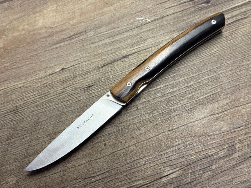 Couteau Eustache, Liner 2 R Luxe, Griff Royal-Ebenholz  mit Lederetui, Coutellerie Affut Pro