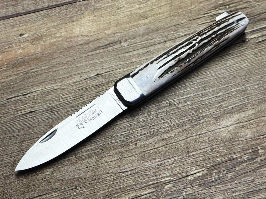 Couteau Chasse  Douris Chastel, Modell Hallali, Griff Hirschhorn, schweres Jagdmesser mit Back-Lock-Verriegelung,  Coutellerie Goyon-Chazeau, Messer Nr. 1