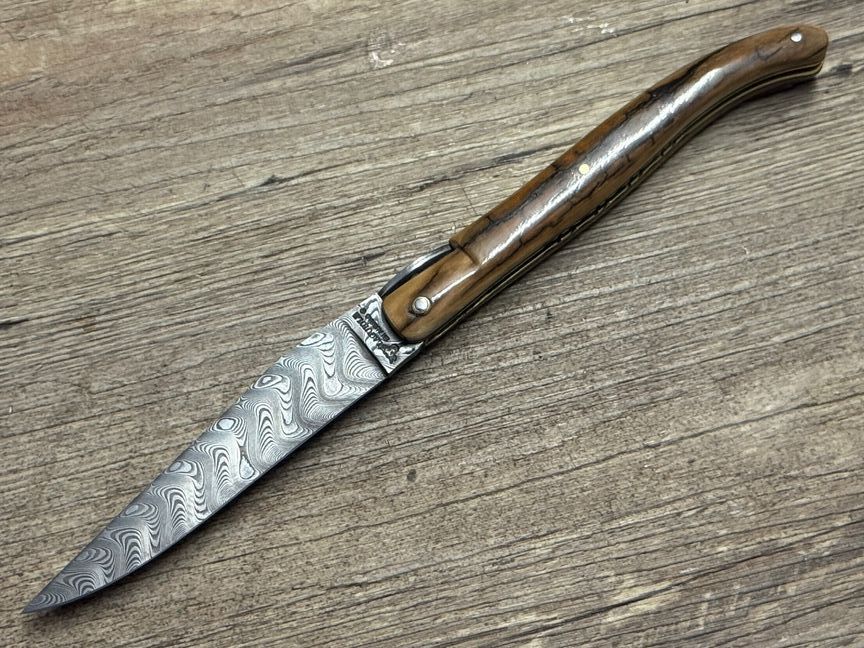 Laguiole en Aubrac 12 cm,  Modell Tour Eiffel Prestige, limitierte Auflage Nr. 129 von 200, Mammutelfenbein poliert mit Ebenholz-Liseres