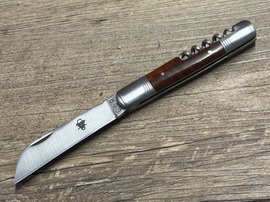 Das Tonneau Petit mit Korkenzieher reich verziert, französisches Taschenmesser mit Etui, Griff  Amourette, Schmiede Thiers Issard