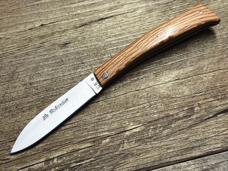 Das Gabardier, französisches Taschenmesser, das Messer der Schmuggler auf den Flüssen Frankreichs, Griff  französische Eiche, Schmiede Thiers Issard