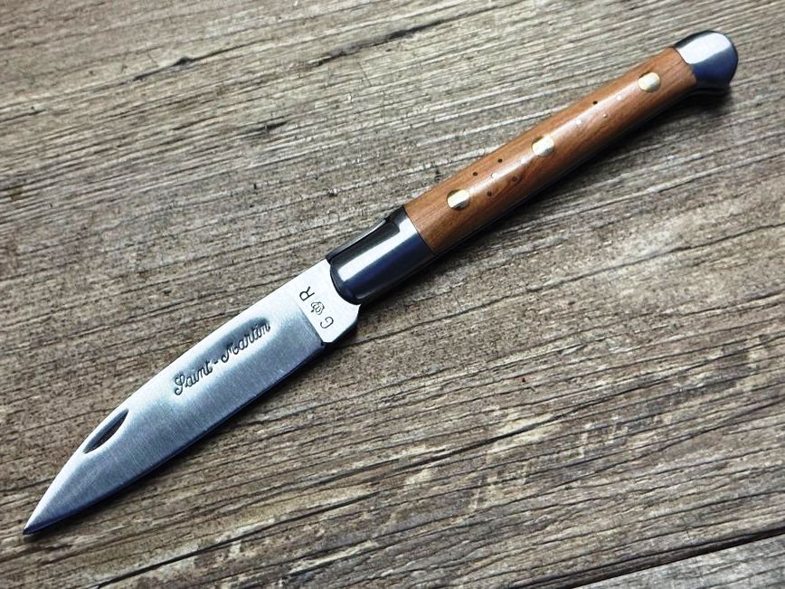 Das Saint Martin, reich verziert, französisches Taschenmesser, Griff  Wacholder, Schmiede Thiers Issard