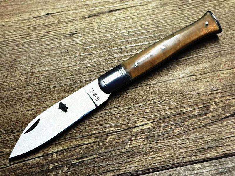 Das Poisson-Culot oder Kenavo, französisches Taschenmesser, Griff Hornspitze,  Schmiede Thiers Issard