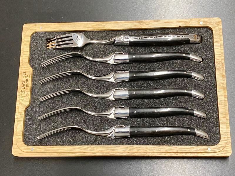 6 Stück Gabel Laguiole en Aubrac, Griff Ebenholz 6 Stück Gabel Laguiole en Aubrac, Griff Ebenholz