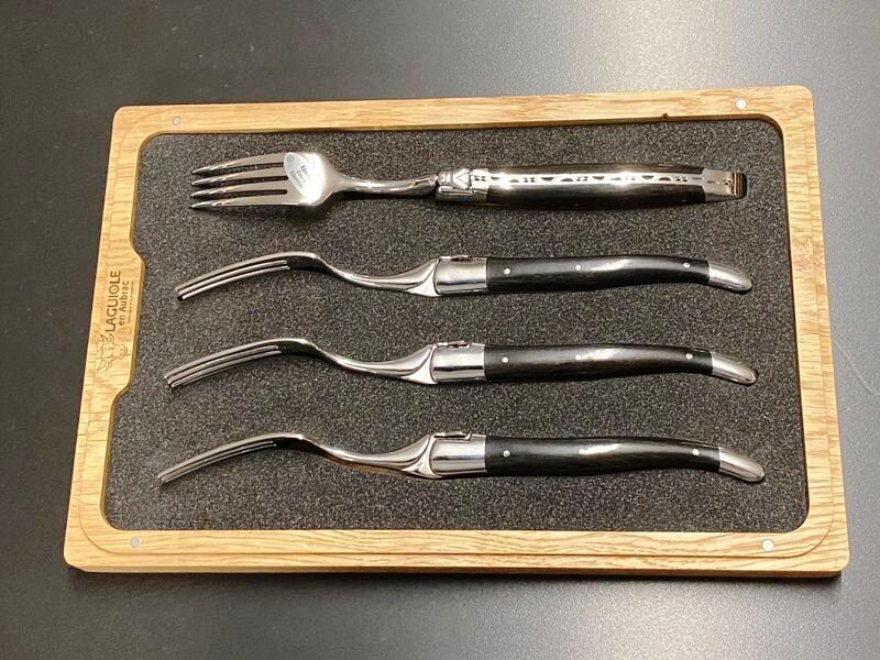 4 Stück Gabel Laguiole en Aubrac, Griff Ebenholz 4 Stück Gabel Laguiole en Aubrac, Griff Ebenholz