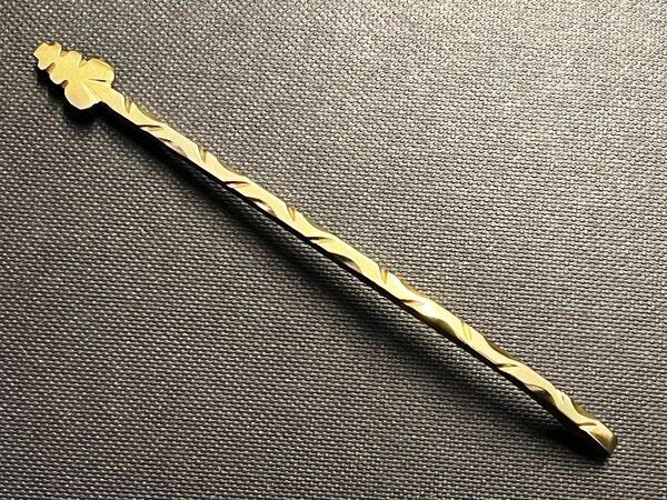 Geschmiedete Feder für Laguiole Taschenmesser, 24 Karat vergoldet, verziert, Glanz