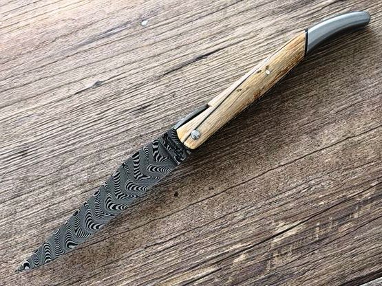 Einzelstück, Laguiole en Aubrac 12 cm,  Modell Tour Eiffel Luxe,  Mammutelfenbein poliert mit hinterer Mitres