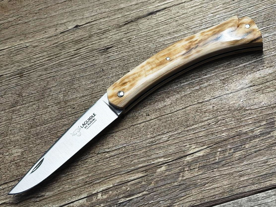 Ausstellungsstück, Laguiole en Aubrac Mistral, Taschenmesser 11 cm, Griff Mammutelfenbein, Etui